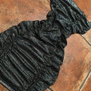 Shimmering Black Ruched Night Out Dress Small